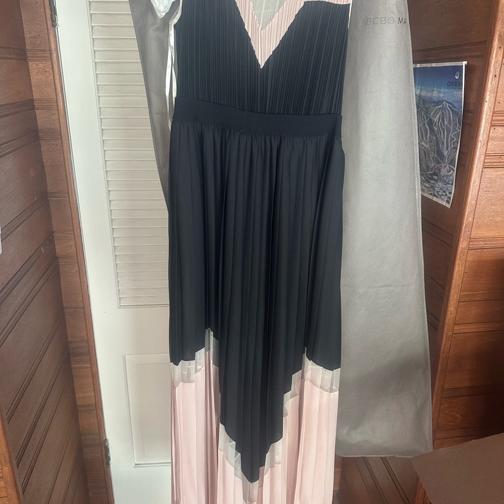 BCBGMaxAzria Black and Pink Asymmetrical Dress